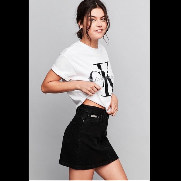 calvin klein denim mini skirt